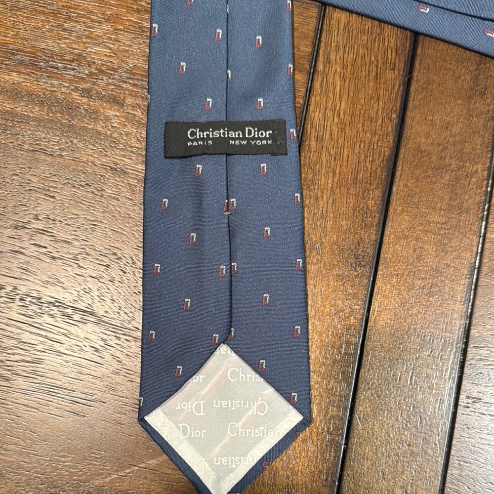 Dior Blue Tie with Subtle Pattern - Picture 2 of 3